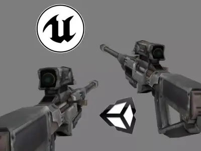 Sniper rifle gun low poly 3D model Low-poly 3D model