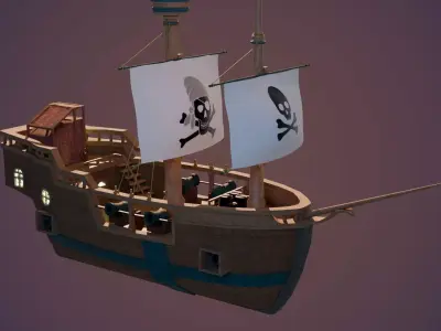 pireat ship boat Free low-poly 3D model
