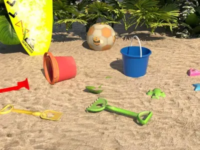  Beach toys sand Low-poly 3D model