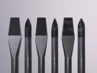 Crosshead and flathead screwdrivers set Low-poly 3D model