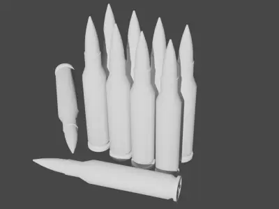 Ammo box and Ammo Low-poly 3D model