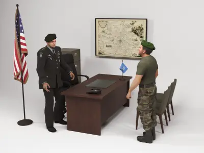 Military Barracks - Scene 3 Low-poly 3D model