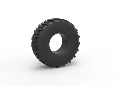 Military truck tire 5 Scale 1 to 25 3D print model