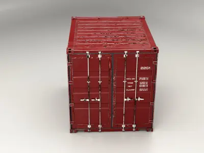  Intermodal Shipping Container 10-foot-long Red Aged 