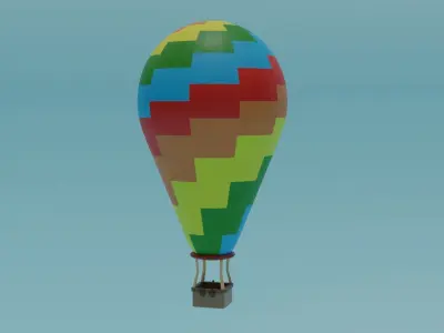 Low Poly Hot Air Balloon Low-poly 3D model buy