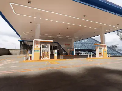 gas station low-poly Low-poly 3D model