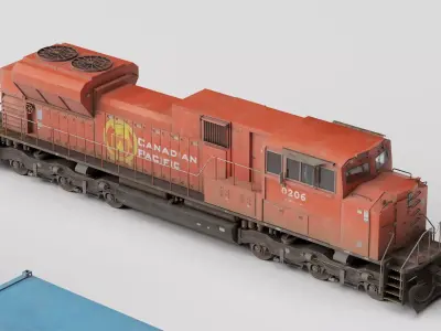 Heavy Freight Locomotive and Railway Cargo Carriage Collection 3D model