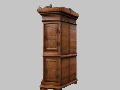 Wooden closet Medieval Furniture tall interior decor  Low-poly 3D model purchase