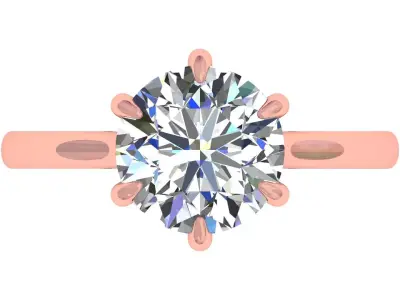 6 Prong Set Round Stone Solitary Ring 3D print model
