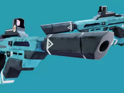 Stylized Sci-Fi Weapon Game Ready 3D Gun PBR  Low-poly 3D model