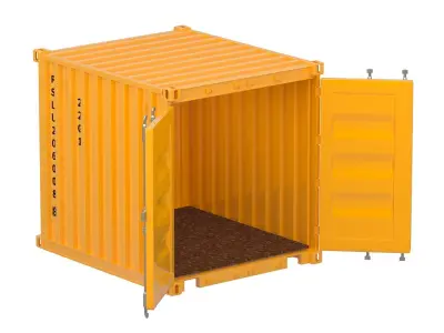 8ft Shipping Container Yellow 3D model