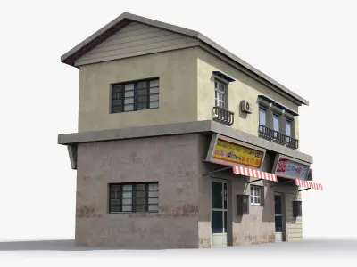 Japanese House x3 Low-poly 3D model