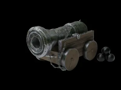 3D Old Vessel Cannon  3D model