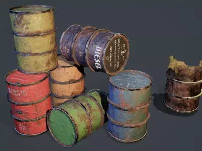 Fuel Barrel Low-poly 3D model