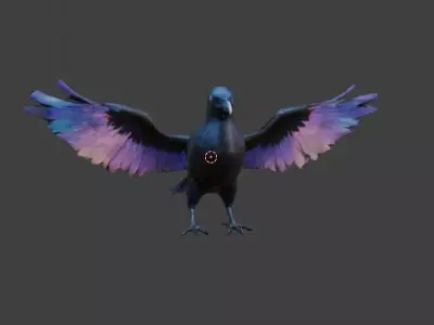 Fantasy Raven with Rig Free low-poly 3D model