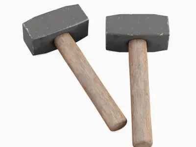 Industrial Wooden Hammer 07 Low-poly 3D model