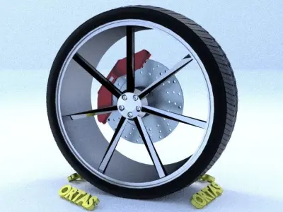 ORTAS CAR RIM 31 GAME READY RIM TIRE AND DISC 3D model