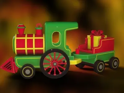 stylized toy train christmas 3D model