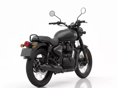 Classic Matte Black Royal Enfield Meteor 350 Cruiser Motorcycle Low-poly 3D model
