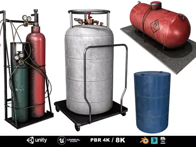 Gas Tank Pack Low-poly 3D model