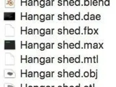 3D Industrial Hangar shed 3D model
