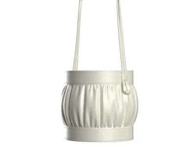 White Leather Round Basket Bag 3D model