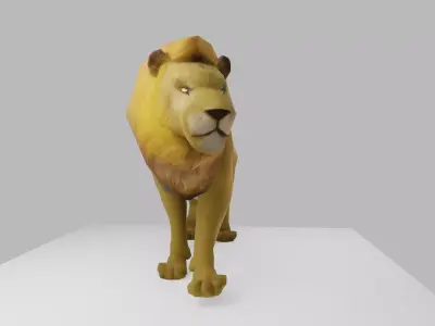 low poly lion rigged and animated Free low-poly 3D model