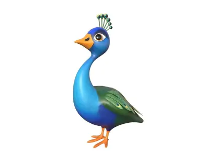 Cartoon Peacock Low-poly 3D model