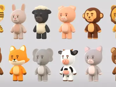 CUTE ANIMALS PACK Free 3D model