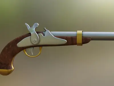 Old pistol Low-poly 3D model