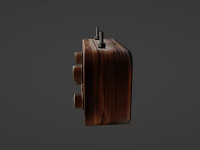 Vintage Wooden Radio with Brass Accents 3D model