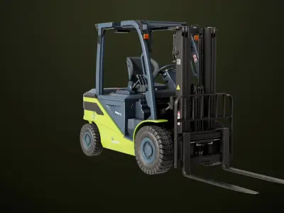 Forklift Truck03 Green All PBR Unity UE Textures Low-poly 3D model