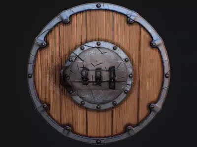 Viking shield Stylized game ready 3d model Low-poly 3D model