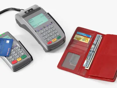  Payment Terminal Set with Credit Card and Wallet 