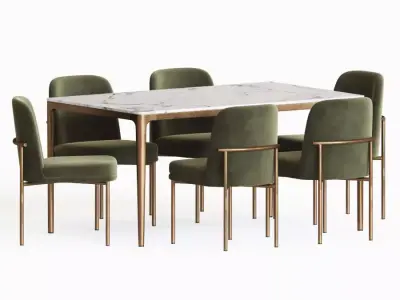 Dining Set table and chairs velvet 3D model