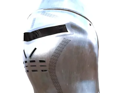 Medieval Knight Helmet Great Helm PBR Low Poly 3D Model Low-poly 3D model