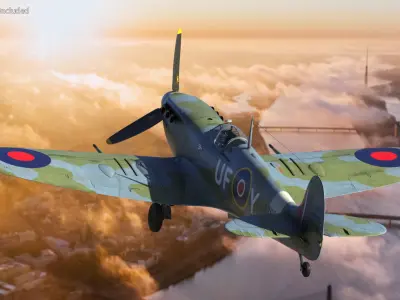 British WWII Fighter Aircraft Supermarine Spitfire 3D model