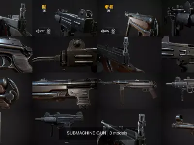 SUBMACHINE GUN 3D Model Pack