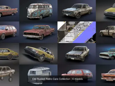 Old Rusted Retro Cars Collection 3D Model Pack