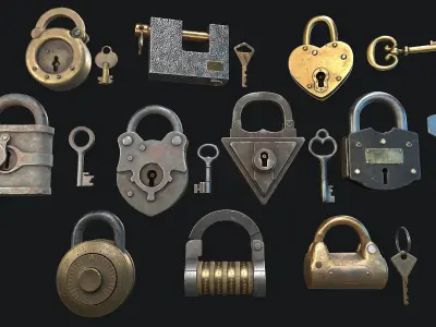 Vintage Padlock  3D Model Pack