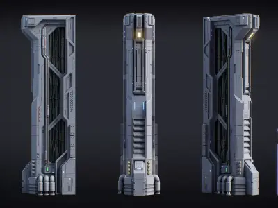 Sci-Fi Parts Kit Pack Vol 02 B-PBR Low-poly 3D model