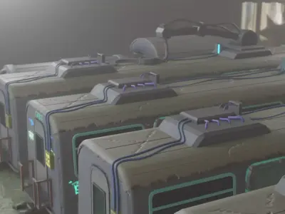 Cyber train  Game Ready Low-poly 3D model Low-poly 3D model