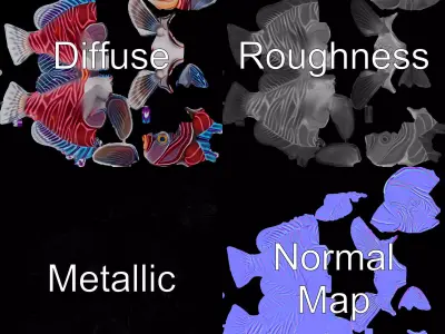 Vibrant Fish model pack Low-poly 3D model