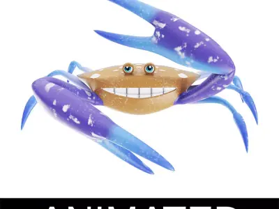 Flower Crab Animated  Low-poly 3D model