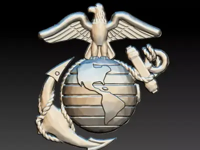 USA Marines Insignia CNC Eagle Globe artcam aspire relief  3D model