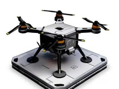 SciFi Cargo Drone with Landing Pad Low-poly 3D model