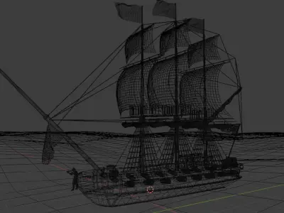 Victorian ship Low-poly 3D model