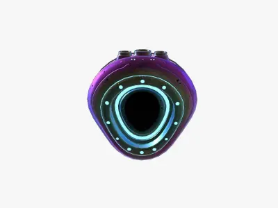 Alien Spaceship UFO C04 Purple Blue - Sci Fi Spacecraft Design Low-poly 3D model