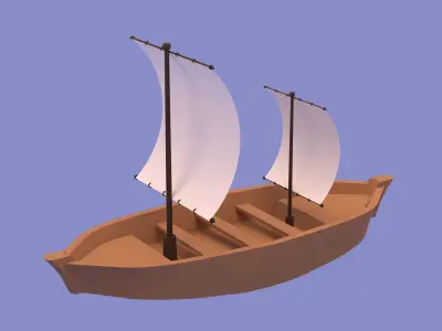 Wood Boat Low-poly 3D model buy
