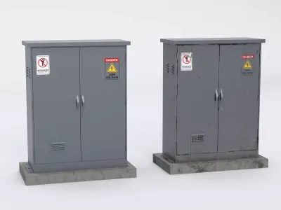 Electrical Utility Box Clean and Dirty PBR Game Ready  Low-poly 3D model